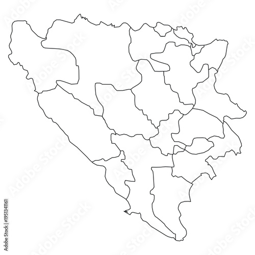 Map outline of Bosnia and Herzegovina administrative regions