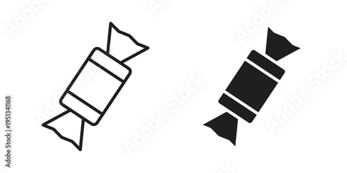 Candy-sweet icon set. outlined and solid flat clipart versions.