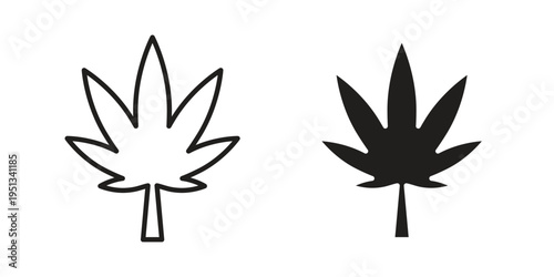 Cannabis icon set. outlined and solid flat clipart versions.