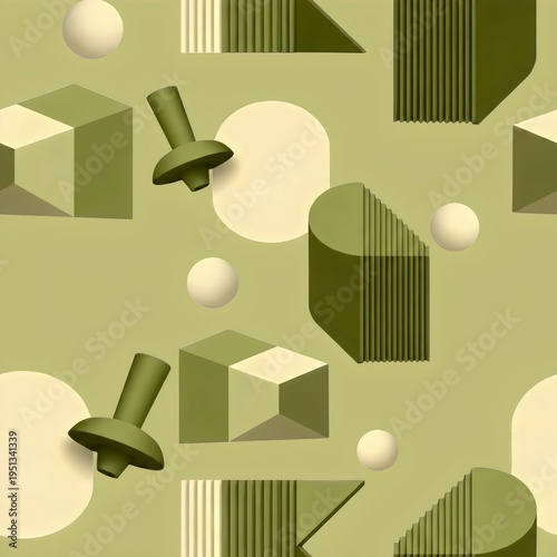 abstract geometric shapes in green tones