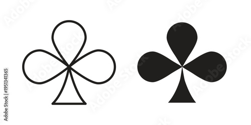 Card-club icon set. outlined and solid flat clipart versions.