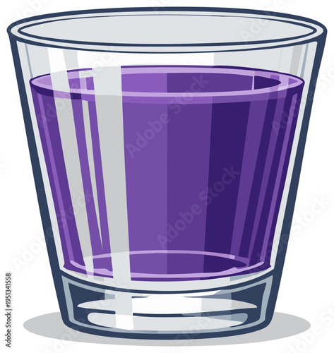 Vibrant purple liquid in a clear transparent drinking glass artistic vector illustration graphic design