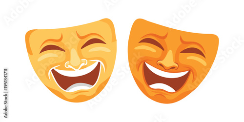 Comedy and Tragedy Theater Masks Vector Illustration.