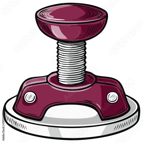 Vector illustration of a retro cartoon game show buzzer or panic button with a spring mechanism