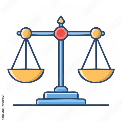 Scales of justice icon symbolizing law balance and equality cartoon vector illustration