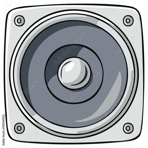 Cartoon style illustration of a speaker or loudspeaker element.