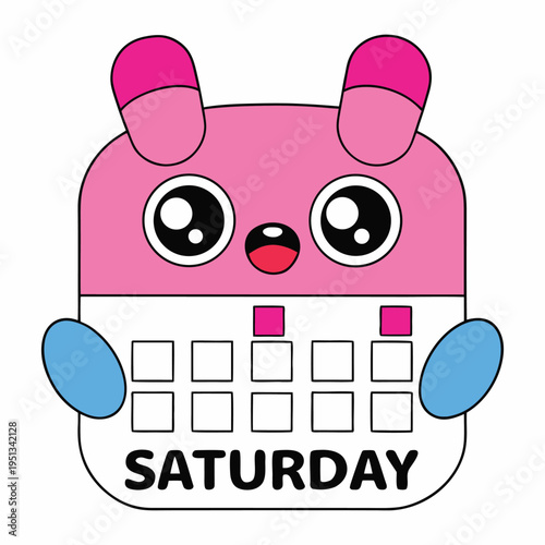 A clean calendar page highlighting Saturday, designed with bold lettering and a simple layout. Ideal for planners, schedules, and weekly organization with a neat, minimal style.
