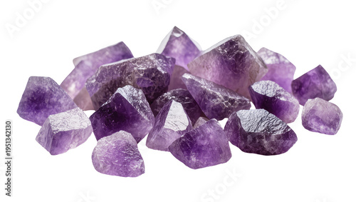 Slika na platnu Isolated pile of beautiful natural rough amethyst crystals and healing gemstones