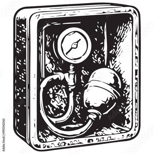 Portable Oxygen Kit with Gauge Vintage Industrial Safety Equipment Icon