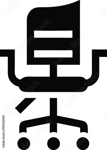 Black office chair with wheels rolling