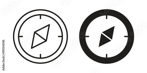 Compass icon set. outlined and solid flat clipart versions.