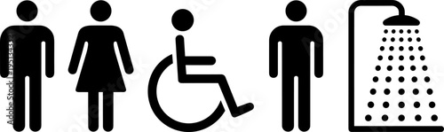 Restroom And Shower Pictograms On White Background untitled illustration