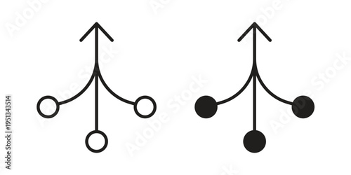 Consolidation icon set. outlined and solid flat clipart versions.