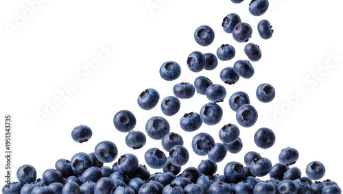Photos Isolated delicious ripe blueberries, a healthy pile with many scattered falling