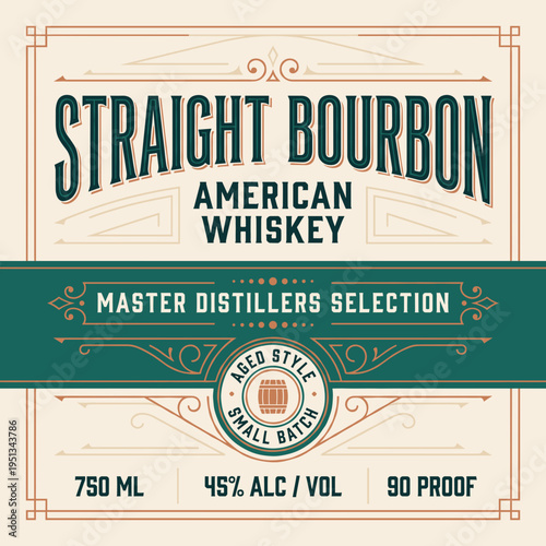 Bottle label design for straight bourbon whiskey with master distillers selection details