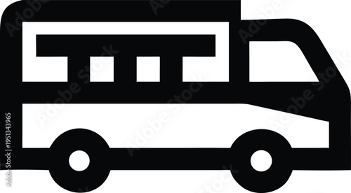 Black food truck on white background