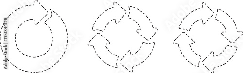 Black circular arrow recycle symbols circle