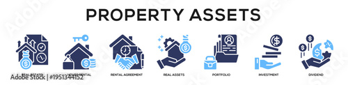 Glyphcolor - Property Assets web banner icon vector illustration concept