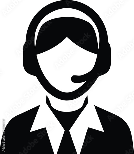 Black customer service representative on white background headset