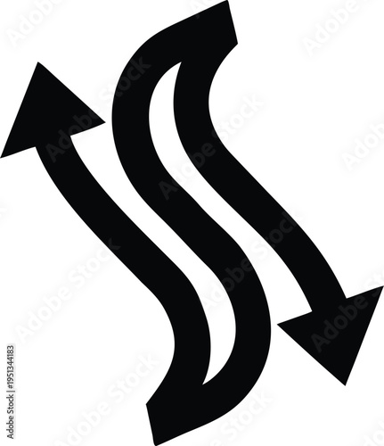 Black double arrows with curved lines and opposite directions