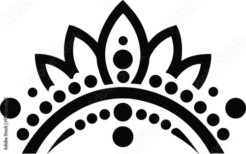 Black crown with dots on white background transparent