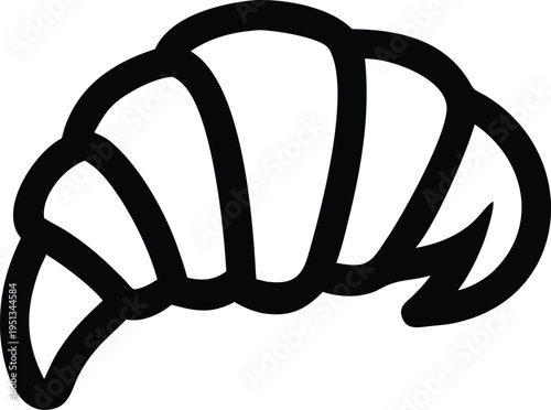 Black croissant on white background pastry food