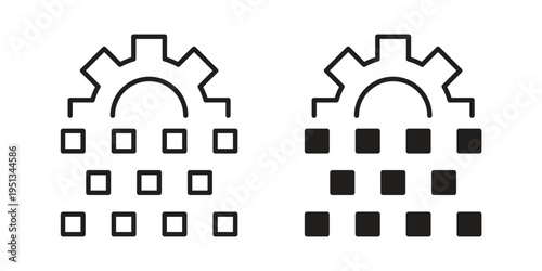 Digital transformation icon set. outlined and solid flat clipart versions.