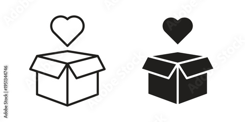 Donation box icon set. outlined and solid flat clipart versions.
