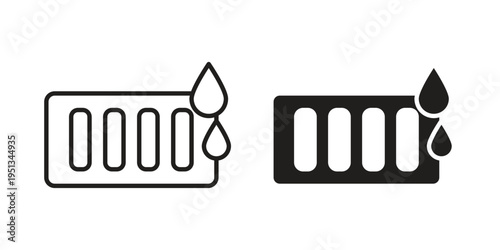 Drain or Drainage icon set. outlined and solid flat clipart versions.
