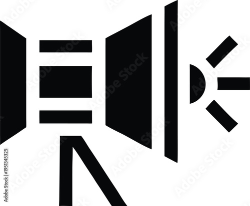 Black camera on white background cinema