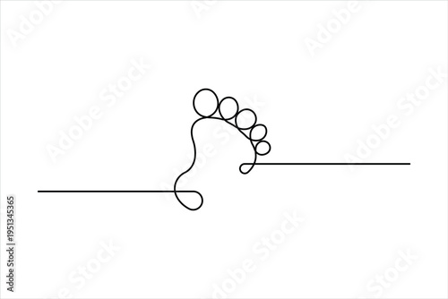 Baby's feet. Little kids feet. Tiny foots. Continuous one single line drawing of feet vector illustration