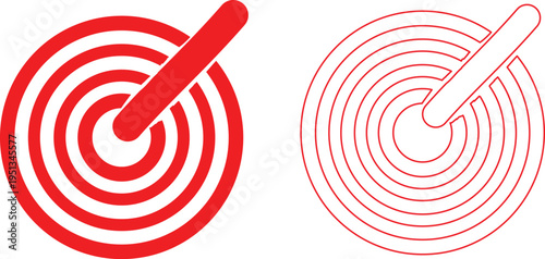 Schilderij op canvas Red target symbol with arrow and outlined version