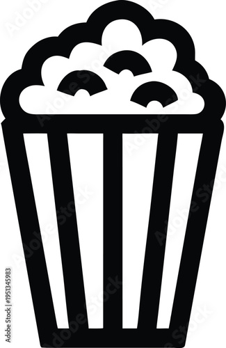 Black and white of a popcorn bucket symbol