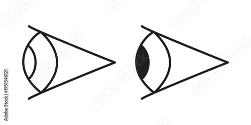 Eye side icon set. outlined and solid flat clipart versions.