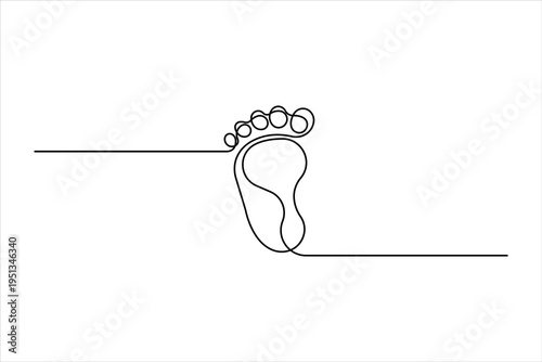 Baby's feet. Little kids feet. Tiny foots. Continuous one single line drawing of feet vector illustration