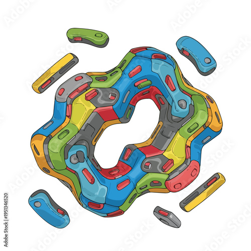 Colorful Fidget Toy with Moving Parts.