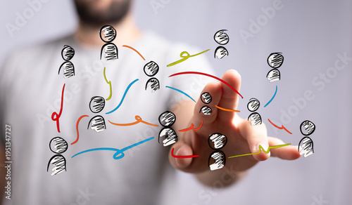 Hand touching digital netwo...