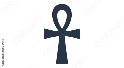 A dark blue ankh the ancient egyptian symbol of life isolated on white