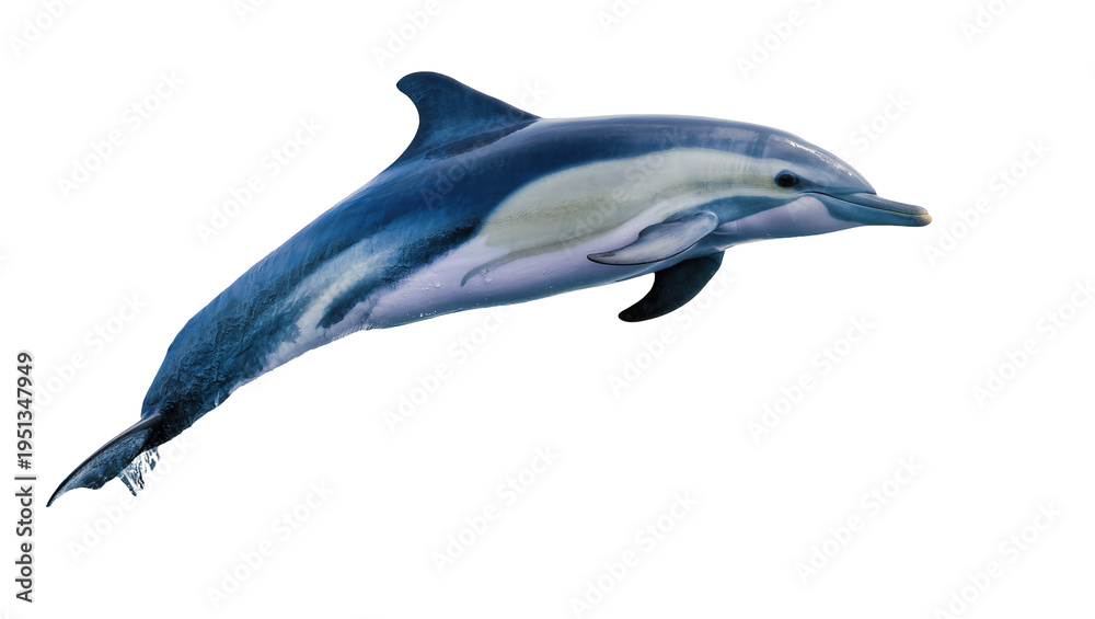 Obraz premium Isolated graceful striped dolphin swimming with elegant motion, beautiful marine mammal