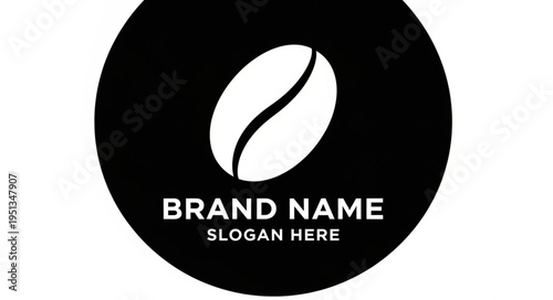 Elegant coffee bean logo design in a black circle, featuring a clean and modern aesthetic for a coffee brand.