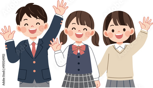 School Kids in Uniform Icon Set – Vector Illustration of Boys and Girls in School Outfits with Smiling Faces for Education, Classroom, and Learning Themes