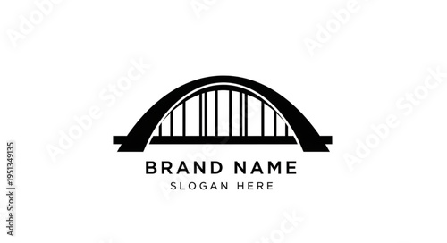 Elegant bridge logo design featuring a minimalist arch and vertical support beams, ideal for infrastructure or engineering brands.