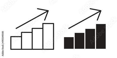 Growth icon set. outlined and solid flat clipart versions.