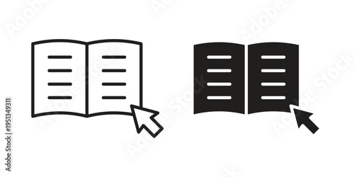 Guide icon set. outlined and solid flat clipart versions.