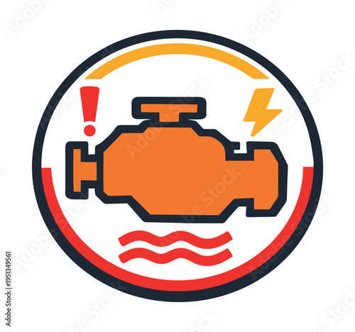 Check engine light icon alerting to issues with a vehicle's engine. Showing diagnostic warning for car maintenance and repair