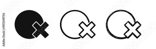 Delete, remove, or cancel button icon set in various styles for user interfaces and web applications