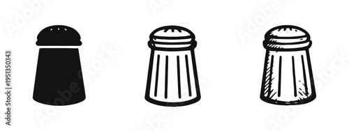 Classic salt shaker icon set, an essential kitchen and dining utensil