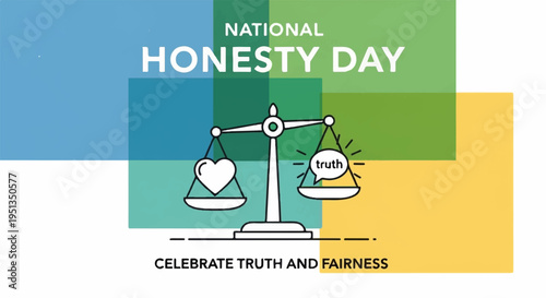 National honesty day concept with balance scale and truth words on plates