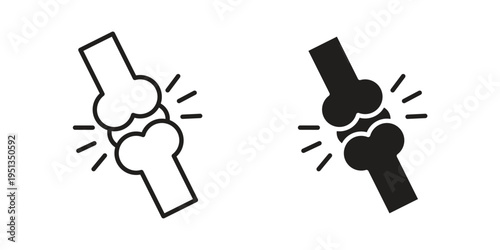 Joint icon set. outlined and solid flat clipart versions.