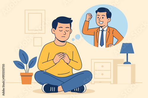 Male subject concentrates on spiritual practice